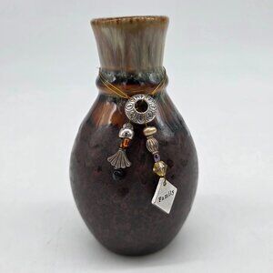 Decorative Meditation Beads Ceramic Vase Beaded Charms & "Family" Pendant
